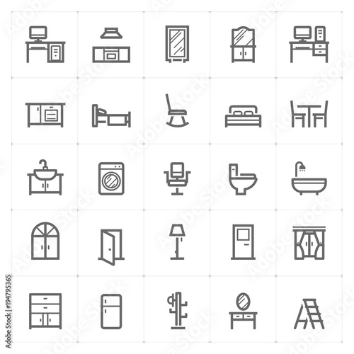 Mini Icon set – Furniture icon vector illustration
