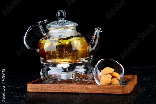 tea on an isolated black background