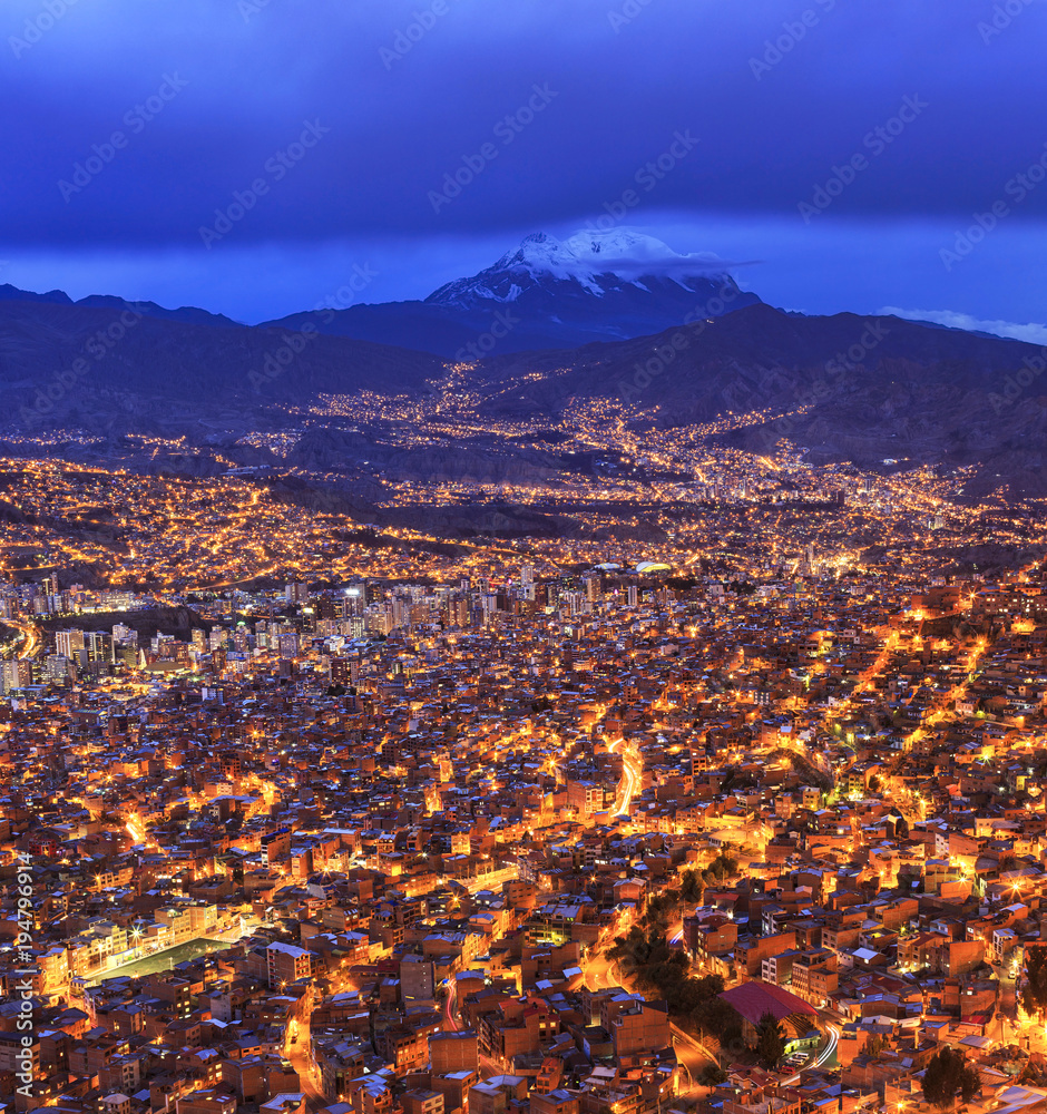 Night view of La Paz, Bolivia