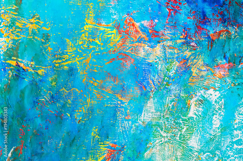 hand painted artistic background with bright vibrant blue colors 