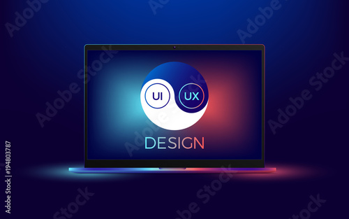 Vector laptop with UI and UX Yin Yang