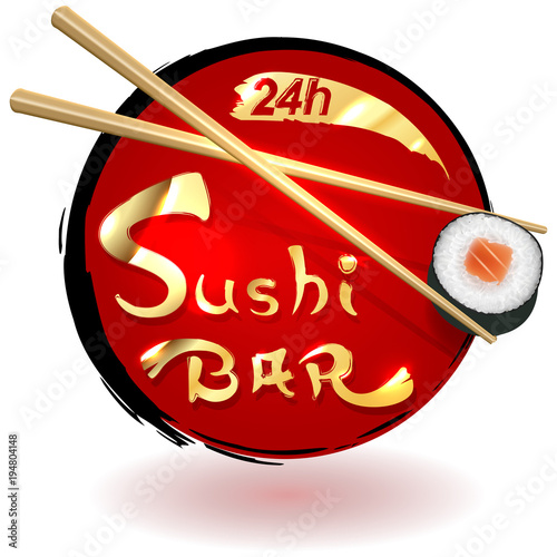 Sushi bar logo design icon, Vector clip art illustration.