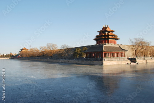 Walls of Forbidden City in winter, the city center of Beijing, China photo