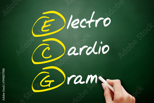 ECG - electrocardiogram acronym, concept on blackboard photo