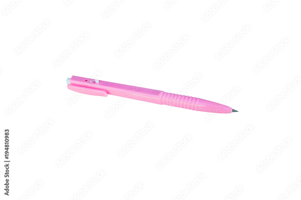 Pink ball point pen isolated on white background Pink ball point pen isolated on white background