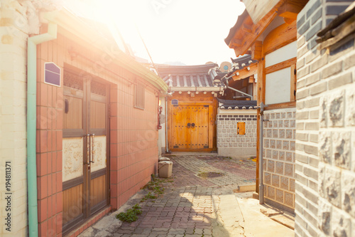 Unique houses at Seochon Hanok Village resedential area - Seoul, South Korea photo