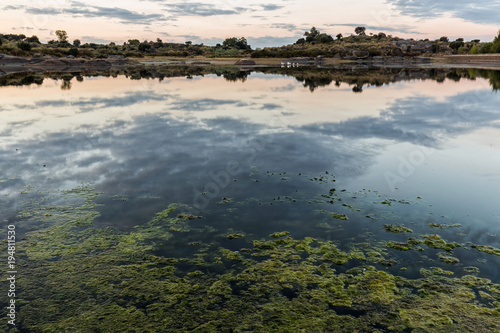 Sunrise in the Natural Area of Barruecos. Malpartida de Caceres. Extremadura. Spain.