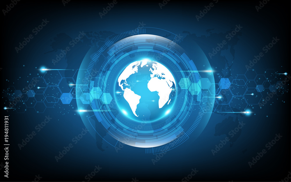 Global network connection World map abstract technology background global business innovation concept