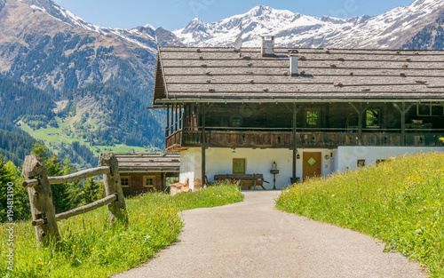 Wooden house typical in a alps village on Ridnaun Valley/Ridanna Valley - Racines country - near Sterzing/Vipiteno, South Tyrol, northern italy