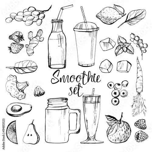  Vector set of smoothie