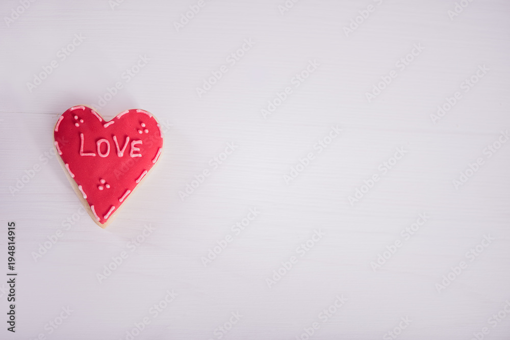 hand made heart shape cookies valentine wedding concept on white background 