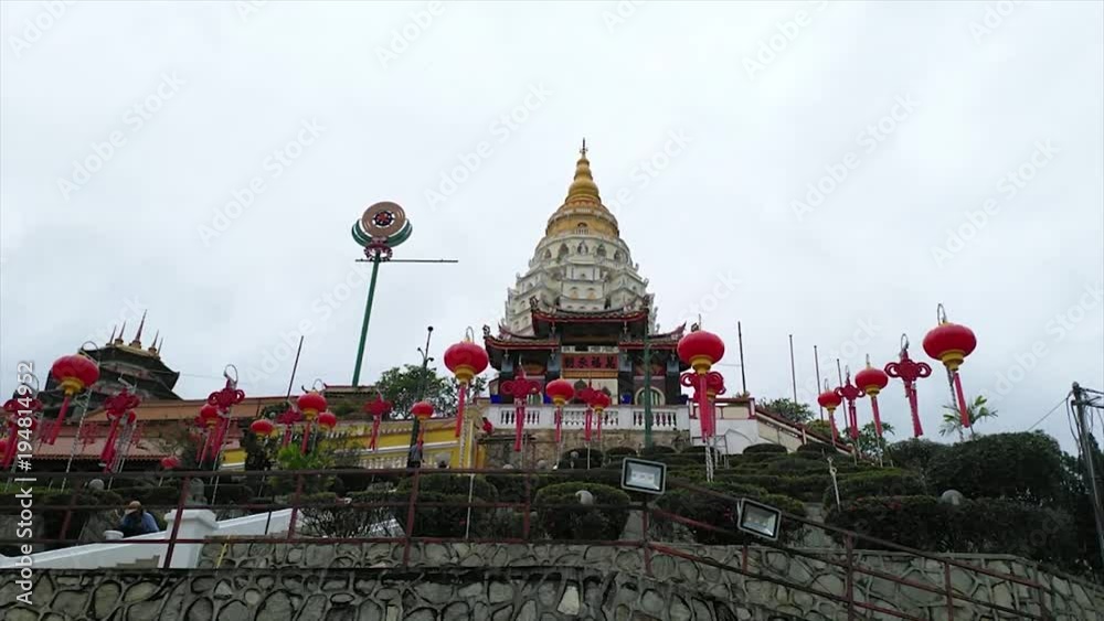 Walking towards the kekloksi tempel in Penang city, Georgetown, in Malaysia