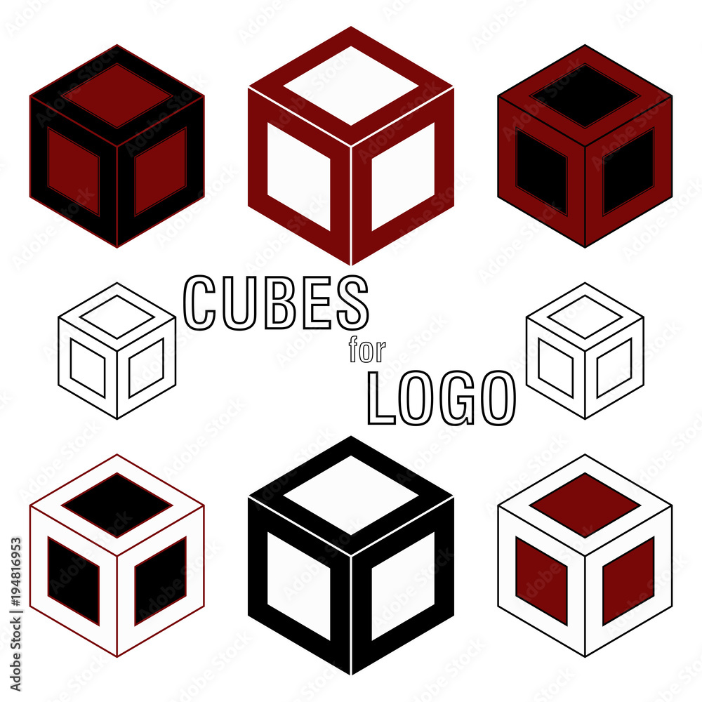 3d Cube isometric logo concept. Abstract square logo template. Corner geometric shape, symmetric symbol, square icon, box logo, box square shape. Company logo.