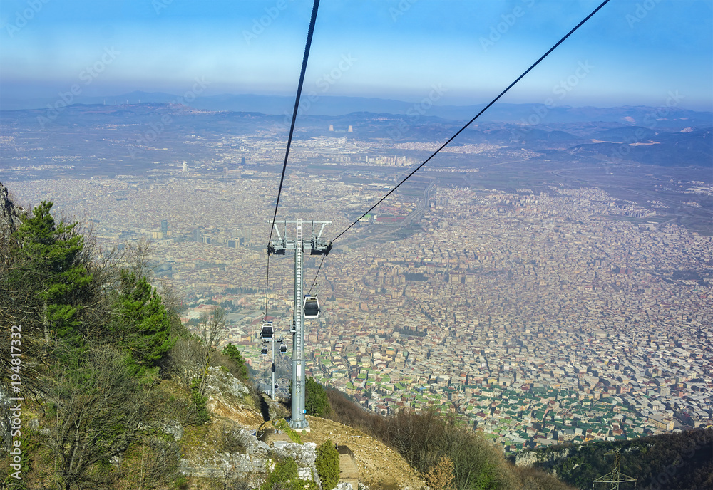 Bursa, Uludag cable car and city images.Bursa/Turkey