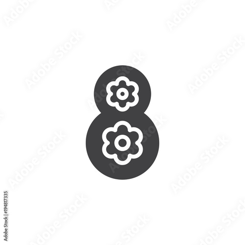 Number eight with flowers vector icon. filled flat sign for mobile concept and web design. Women's day simple solid icon. Symbol, logo illustration.