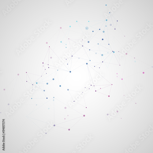 Lines connecting creative grid points on surface. Abstract cover background