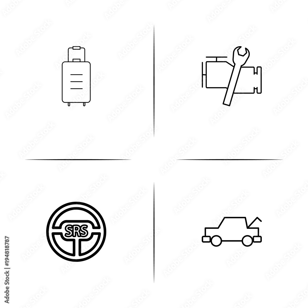 Cars And Transportation linear simple vector icon set.Outline icons Cars And Transportation linear simple vector icon set.Outline icons