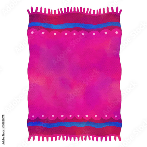 Watercolor red towel with tassels