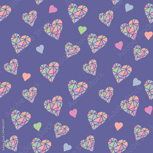 Violet Seamless Pattern with Hearts