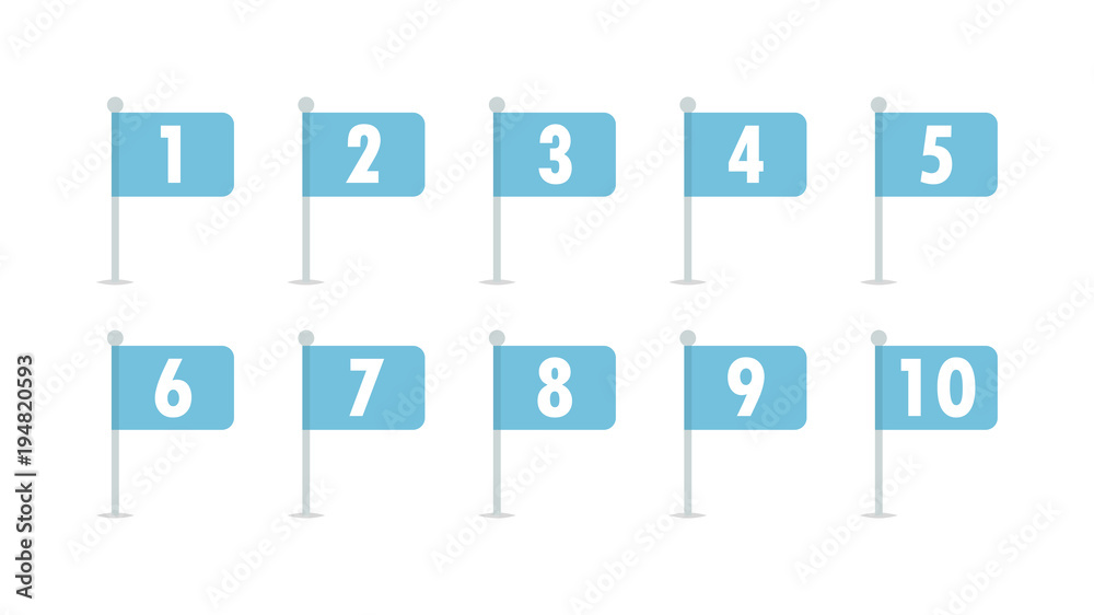 Numbers 1 to 10 flags vector isolated Numbers 1 to 10 flags vector isolated
