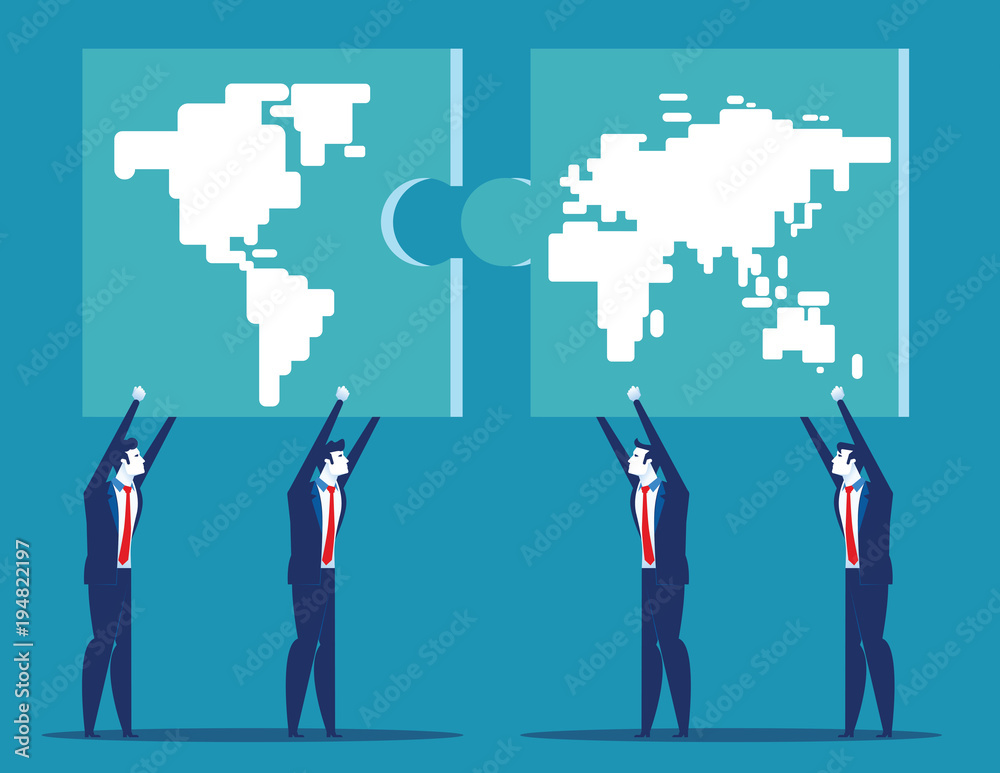 Business people cooperation with global business. Concept business vector illustration. Business people cooperation with global business. Concept business vector illustration.
