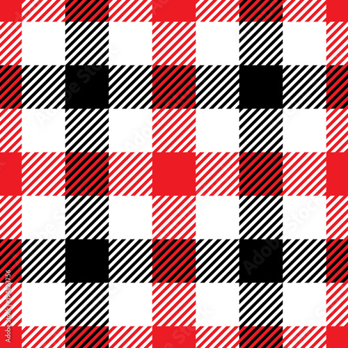 Lumberjack plaid pattern in red and black. Seamless vector pattern. Simple vintage textile design.