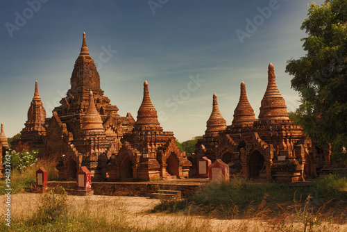 Bagan, Myanmar - November 28, 2015 : .View of the temples in the plain of Bagan