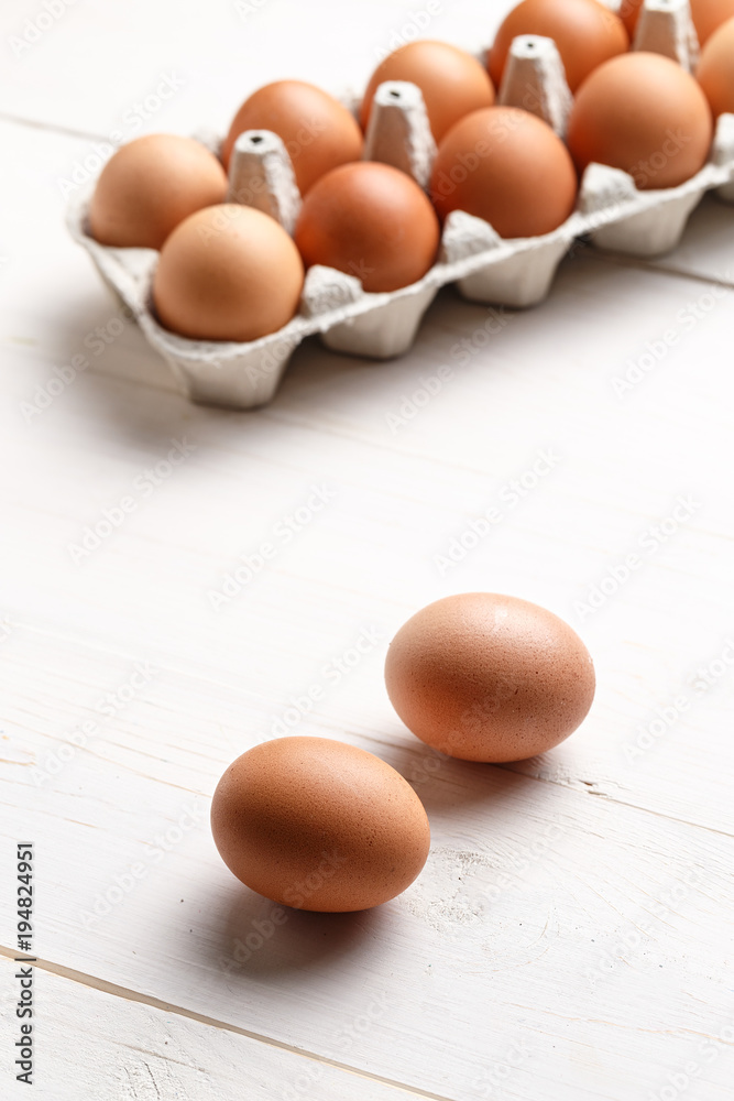 chicken eggs on a white background chicken eggs on a white background