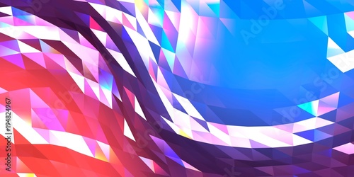 Distortion of triangle polygons reflecting rainbow color vintage Abstract texture background, 3D Illustration. photo