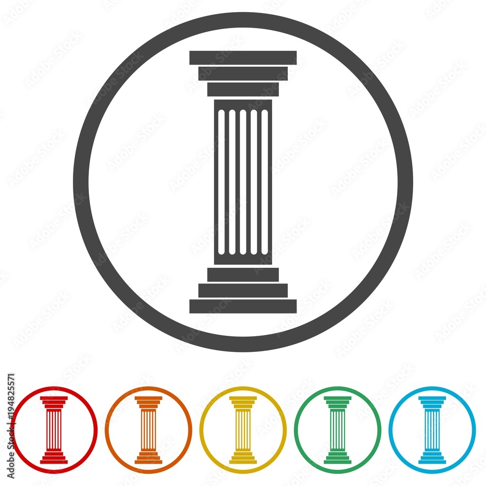 Antique Column Icon, 6 Colors Included Antique Column Icon, 6 Colors Included