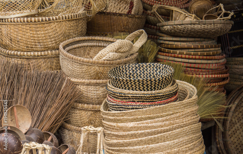 baskets for sale in the market  photo
