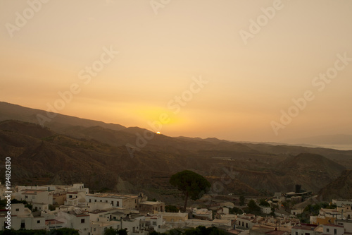 Desert sunrise in Andalucian village.