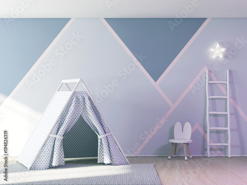 Child wigwam in room 3d rendering photo