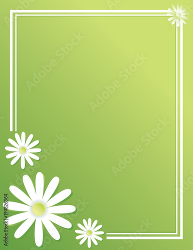 Green Background with Daisy Frame
