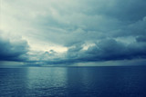 Dramatic storm clouds over the sea. Baltic Sea. Seascape in front of a storm.