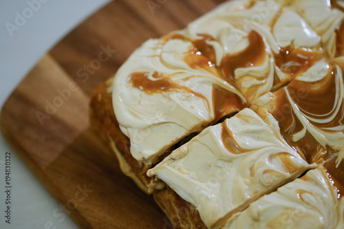 Close up Homemade   Banoffee Cake. (selective Focus)