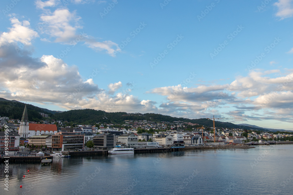 Seaside view of Molde, Norway. Molde is a city and municipality in Møre og Romsdal county in western Norway. 