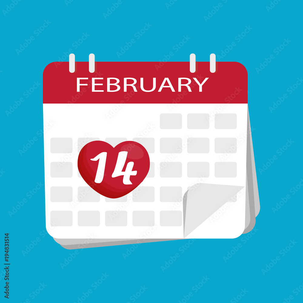 Valentines day calendar. Vector icon vector. 14th of February, heart. Valentines day calendar. Vector icon vector. 14th of February, heart.