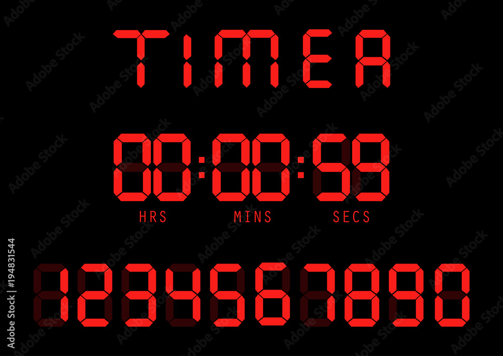 Vector. Electronic timer, fluorescent digital display with digital numbers.  vector de Stock | Adobe Stock