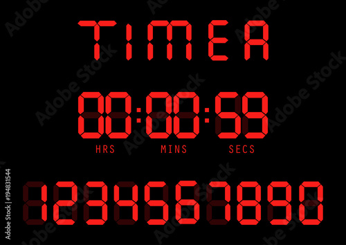 Vector. Electronic timer, fluorescent digital display with digital numbers.