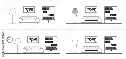 Living room graphic icon pattern