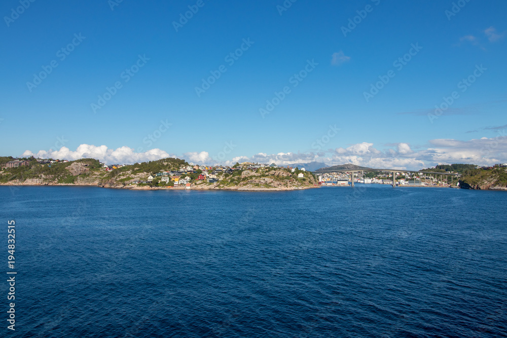 The city of Kristiansund, Norway. Kristiansund is a city and municipality in the Nordmore district on the western coast of Norway. 