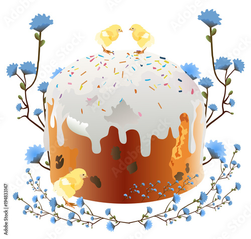 Easter cake Chicks Chicks and flowers