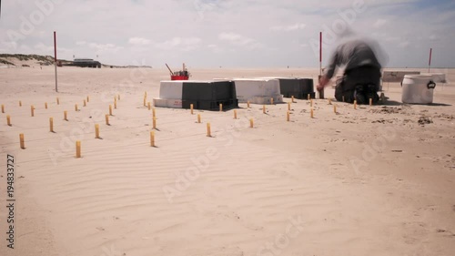 Aeolian beach experiment scale model building wind measurement grid CLOSE TOWARDS DUNES photo