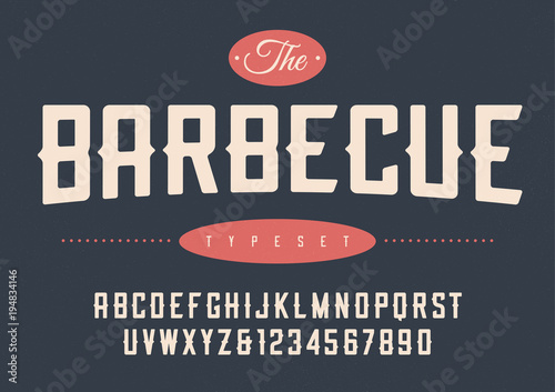 Vector condensed retro display font design, alphabet, character