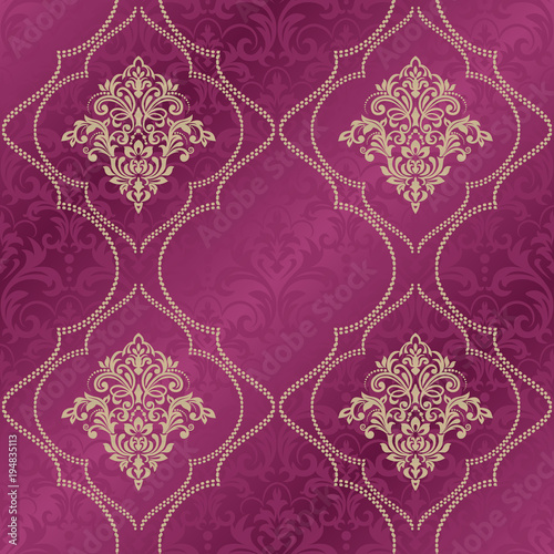 Seamless pattern with damask ornament. Vector Illustration. Classic vintage pattern