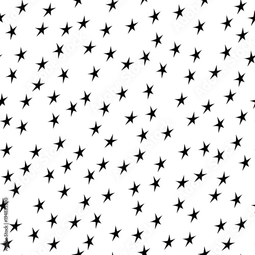 Seamless Pattern with Stars, Black and White Pattern for Fabric and Wrapping Paper, Vector Illustration