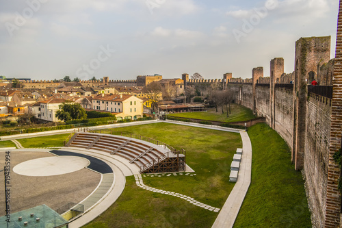 View from the medieval walls of Cittadella in the province of Padua. 11 February 2018 Cittadella, Veneto - Italy © REDMASON