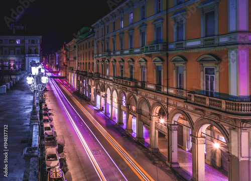 BOLOGNA, ITALY - 17 FEBRUARY, 2016: Via dell'Indipendenza street in Bologna at night
