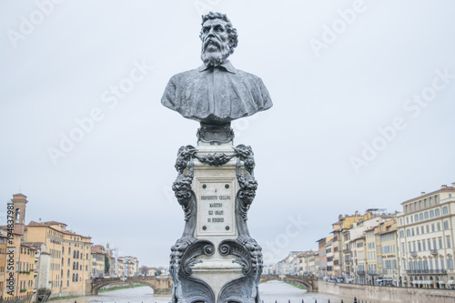 Benvenuto Cellini monument on Ponte Vecchio. He was one of the most important artists of Mannerism